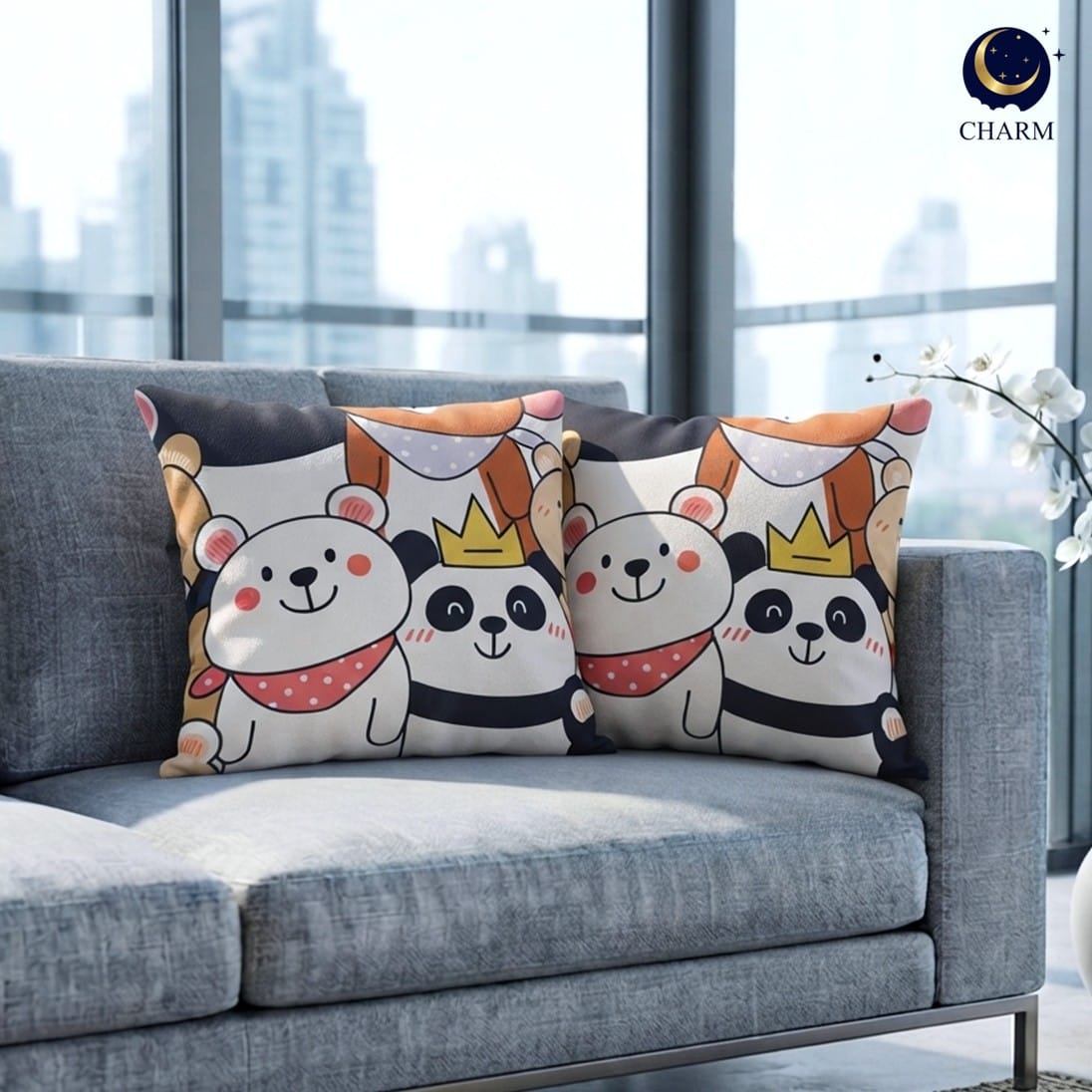 หมอนอิง CHARM 20.5X20.5 นิ้ว ลาย FAMILY BEAR_4